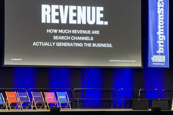 A 'Revenue' slide on how much search channels generate for the business